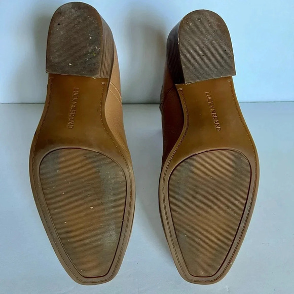 Lucky Brand Ilsse Tan Leather Ankle Booties Pull On Size 6.5 - Picture 9 of 11